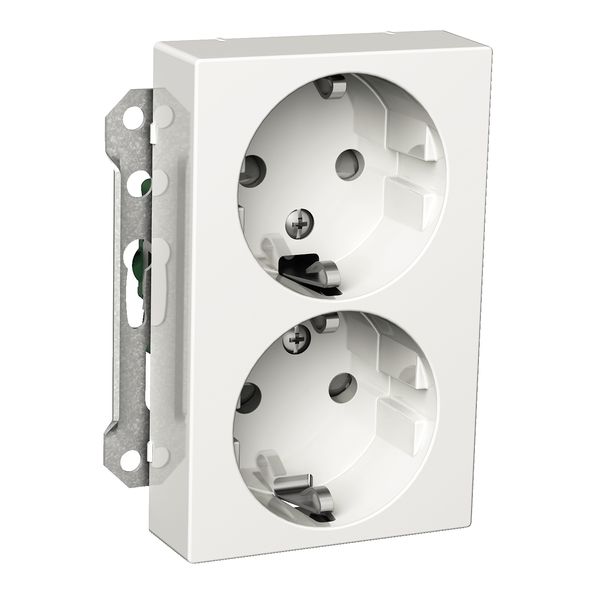 Exxact double socket-outlet centre-plate high two-circuits screwless white image 2