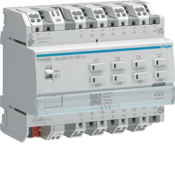 Switching/blind actuator 8/4-fold KNX Secure, 16A, C-load image 1