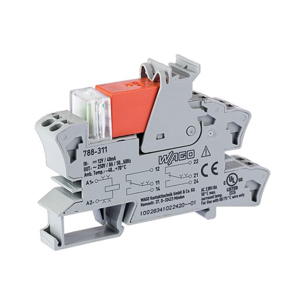 Relay module Nominal input voltage: 12 VDC 2 changeover contacts gray image 2