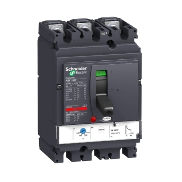 Circuit breaker ComPact NSX160F, 36kA at 415VAC, TMD trip unit 63A, 3 poles 3d image 4