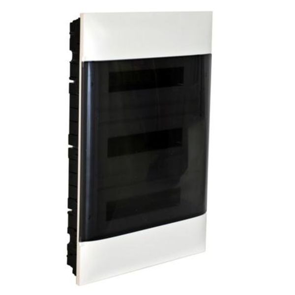 3X18 module recessed box - Smoked door - Without terminal block - Dry wall image 1