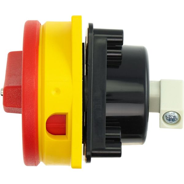 Main switch, P3, 63 A, rear mounting, 3 pole, Emergency switching off function, With red rotary handle and yellow locking ring, Lockable in the 0 (Off image 41