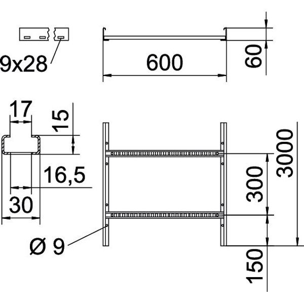 LCIS 660 3 FS Cable ladder perforated rung, welded 60x600x3000 image 2