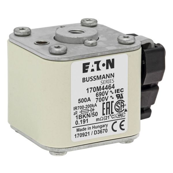 Fuse-link, high speed, 500 A, AC 690 V, size 1, 53 x 69 x 51 mm, aR, IEC, UL, type K indicator, flush end, M8 image 9