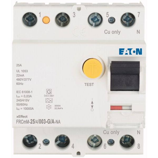 Residual current circuit breaker (RCCB), 25A, 4p, 30mA, type G/A image 2