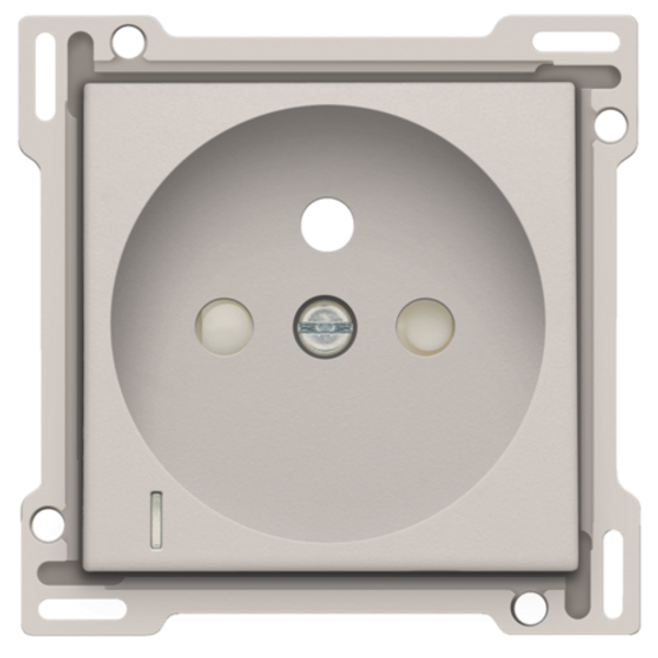 Finishing set with transparent lens for socket outlet with voltage indication, pin earthing and shutters, flush-mounting depth of 28.5mm, light grey image 1