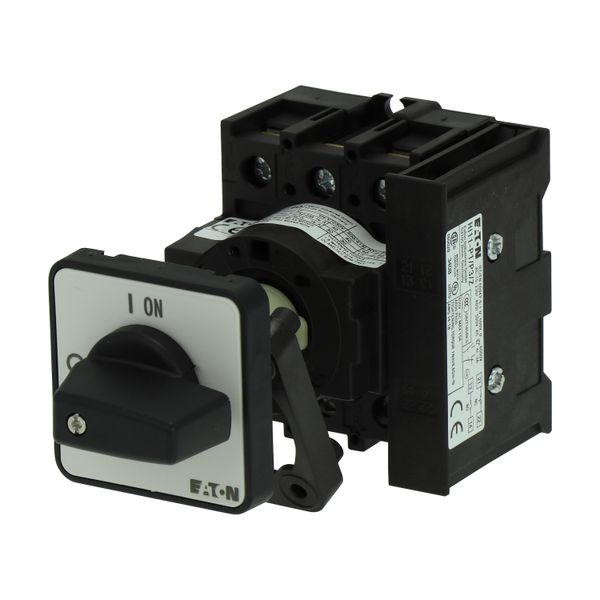 On-Off switch, P1, 40 A, rear mounting, 3 pole, 1 N/O, 1 N/C, with black thumb grip and front plate image 5