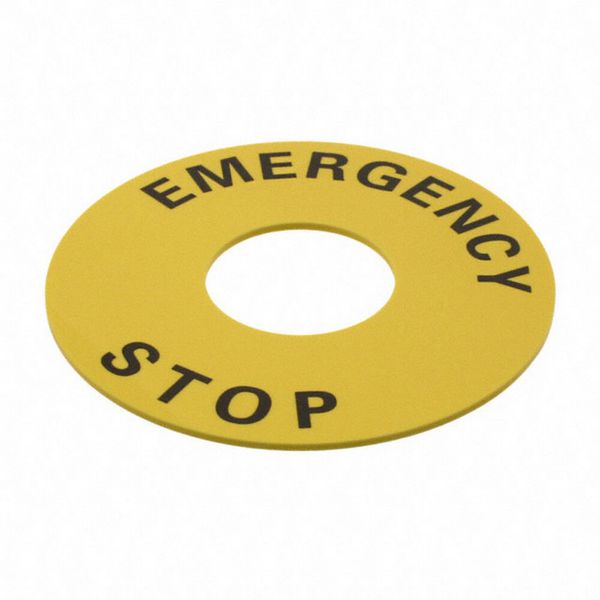 Legend plate, emergency stop, 60 mm dia., round, yellow image 2