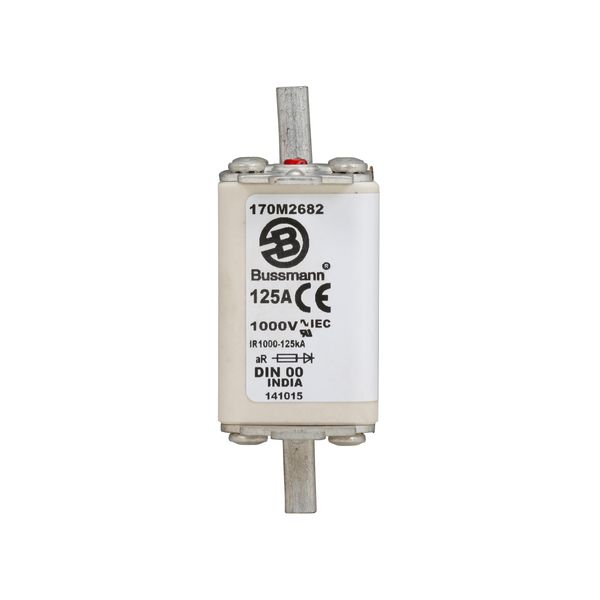 Fuse-link, high speed, 125 A, AC 1000 V, DIN 00, aR, DIN, IEC, single indicator, live gripping lugs image 13