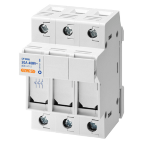 DISCONNECTABLE FUSE-HOLDER - 3P 8,5X31,5 400V 20A - 3 MODULES image 1