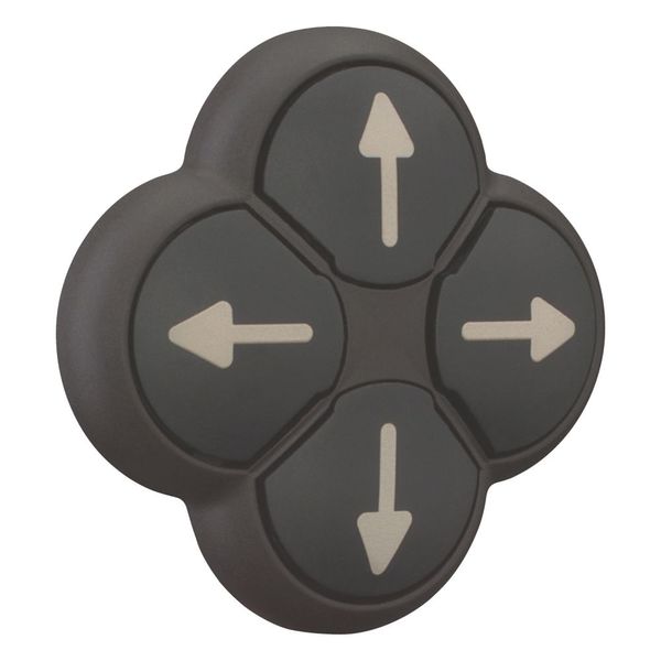 Position pushbutton, RMQ-Titan, Actuators non-flush, momentary, 4-fold, opposing pushbuttons mechanically interlocked, Bezel: black, arrow up image 10