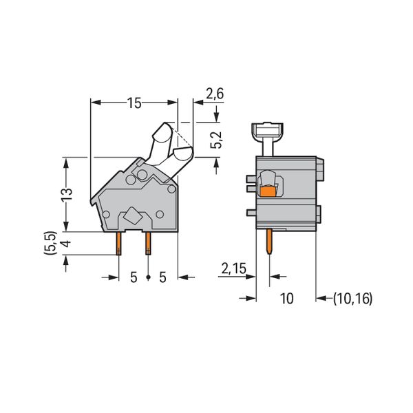 Stackable PCB terminal block push-button 2.5 mm² orange image 4