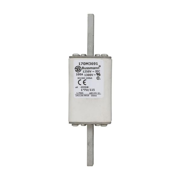 Fuse-link, high speed, 100 A, AC 1250 V, compact size 1, 45 x 45 x 156 mm, aR, IEC, UL image 10