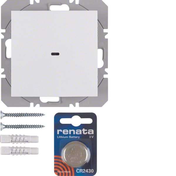 KNX radio wall-transmitter 1gang flat quicklink, S.1/B.3/B.7, p. white image 1
