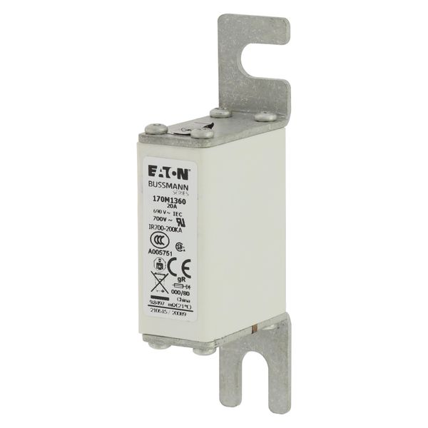 Fuse-link, high speed, 20 A, AC 690 V, DIN 000, 21 x 40 x 100 mm, gR, DIN, IEC, single indicator image 7