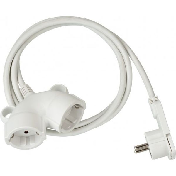 Quality plastic extension cable 3m H05VV-F 3G1.5 white with a flat plug and double coupling image 1