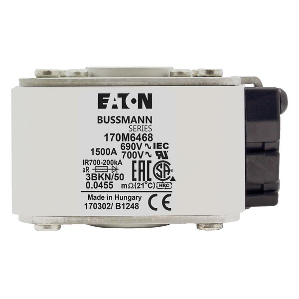 Fuse-link, high speed, 1500 A, AC 690 V, size 3, aR, IEC, UL, type K indicator image 10