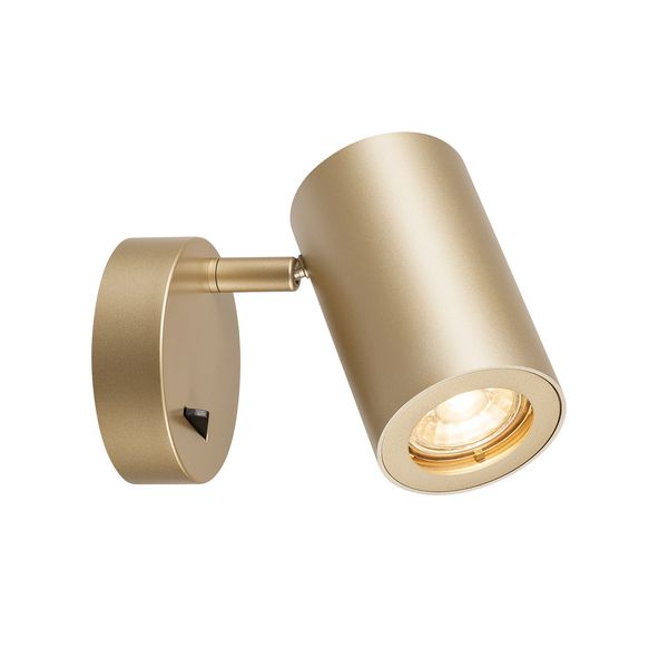 ENOLA_B Wall luminaire, QPAR51, with switch, brass, max. 50W image 1