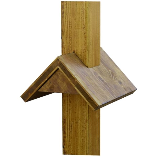 Wooden stake 90x90mm, oak wood, with rain cover, rain cover incl. 45° image 1