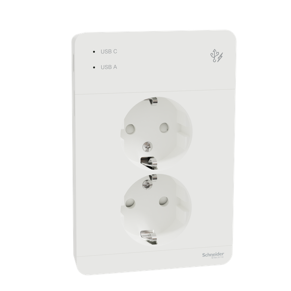Exxact - double socket-outlet, USB type A + C, 16A 15W - white image 5