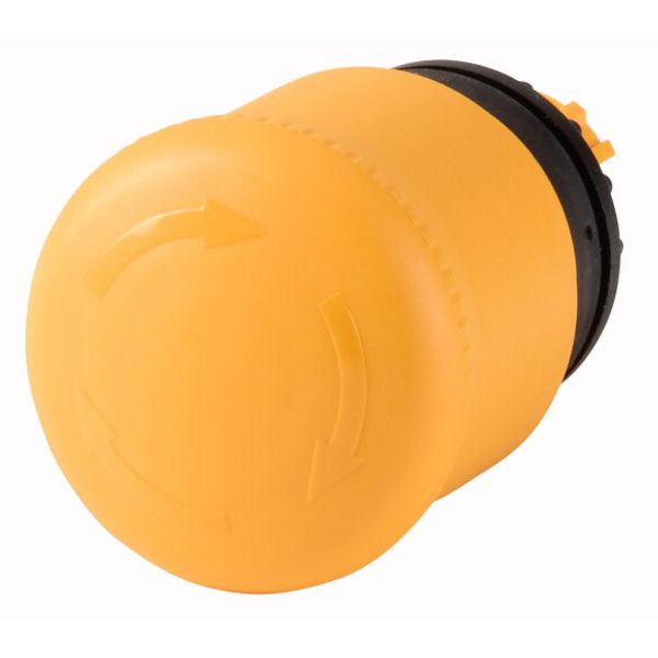 HALT/STOP-Button, RMQ-Titan, Mushroom-shaped, 38 mm, Non-illuminated, Turn-to-release function, yellow, yellow, RAL 9005 image 1