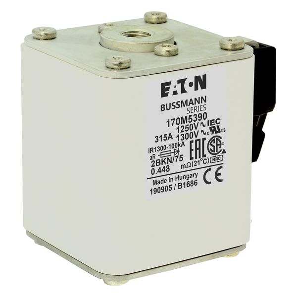 Fuse-link, high speed, 315 A, AC 1250 V, size 2, 61 x 75 x 77 mm, aR, IEC, UL, single indicator image 18