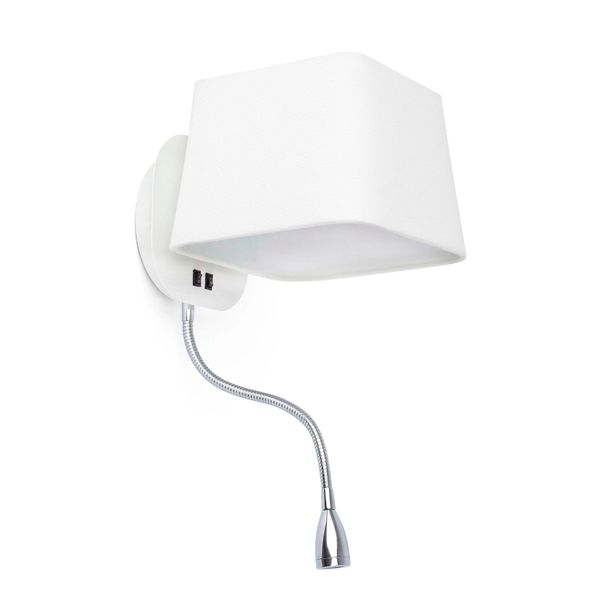 SWEET WHITE WALL LAMP WITH LED READER 1 X E27 60W image 1