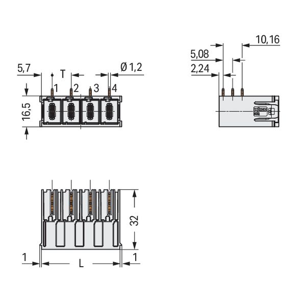 832-3643 THT male header; 1.2 x 1.2 mm solder pin; angled image 8