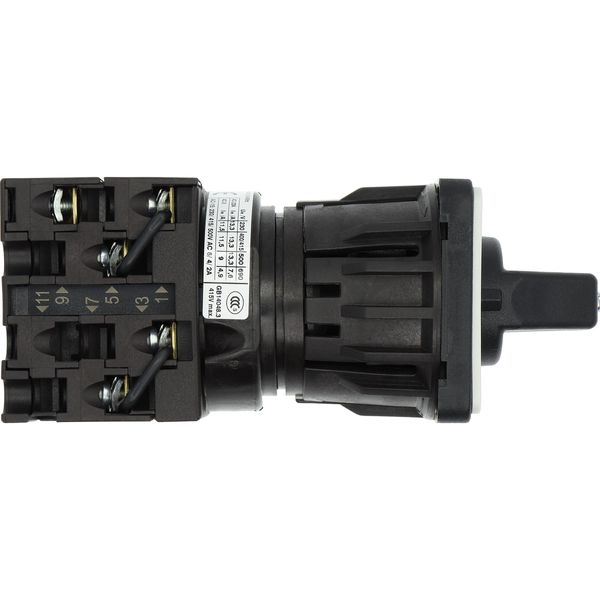 Reversing switches, T0, 20 A, centre mounting, 3 contact unit(s), Contacts: 5, 45 °, momentary, With 0 (Off) position, with spring-return from both di image 35