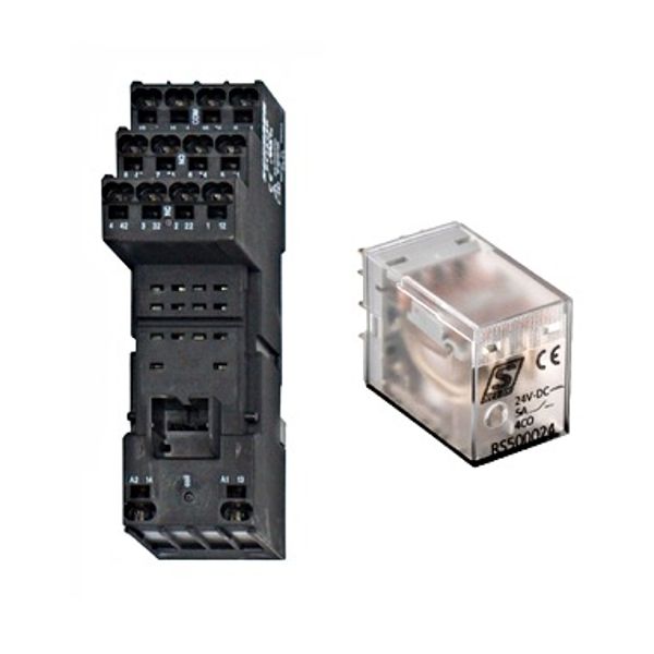 SET: Plug-in Relay, 4 CO, 5A, 24VDC and Socket image 1