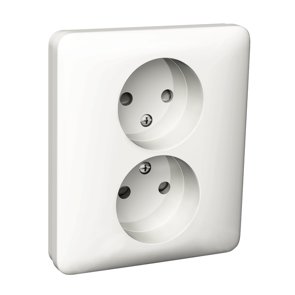 Exxact double socket-outlet unearthed screwless white image 3