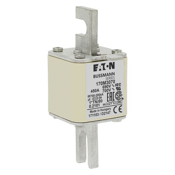 Fuse-link, high speed, 450 A, AC 690 V, compact DIN 1, 45 x 58 x 104 mm, aR, DIN, IEC, single indicator image 16