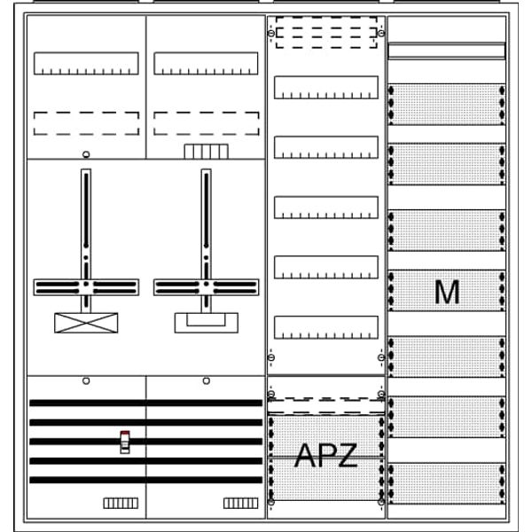 DA47GE Meter board, Field width: 4, Rows: 57, 1100 mm x 1050 mm x 215 mm, Isolated (Class II), IP31 image 17
