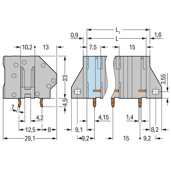 PCB terminal block 6 mm² Pin spacing 15 mm gray image 2