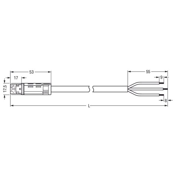 pre-assembled connecting cable;Eca;Plug/open-ended;black image 2