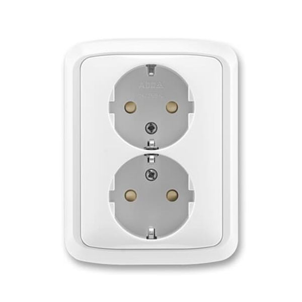 5518-3029 S Double socket outlet with earthing contacts, with hinged lids image 2