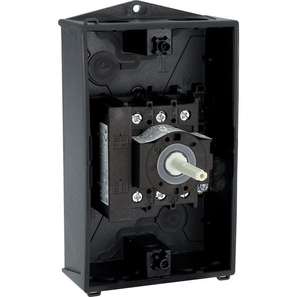 Main switch, P1, 25 A, surface mounting, 3 pole, 1 N/O, 1 N/C, STOP function, With black rotary handle and locking ring, Lockable in the 0 (Off) posit image 54