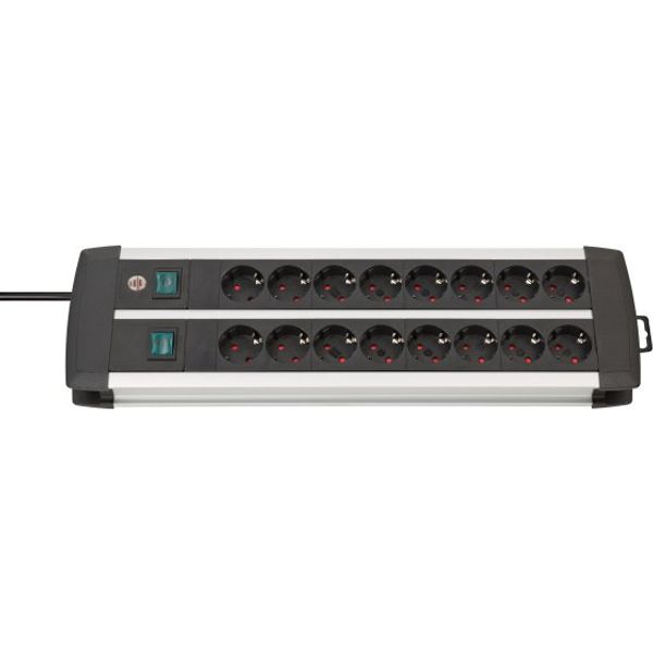 Premium-Alu-Line Technics extension lead 16-way Duo black 3m H05VV-F 3G1.5 with every 8 sockets switched image 1