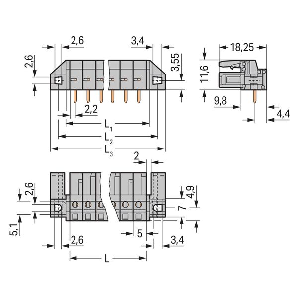 THT female header angled Pin spacing 5 mm gray image 2