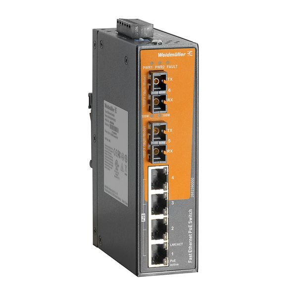PoE switch, unmanaged PoE, Fast Ethernet, 4x RJ45 10/100 BaseT(X) PoE+ image 1