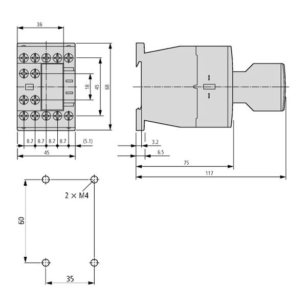 Contactor 7.5kW/400V/15.5A, 1 NO, coil 110VAC image 4