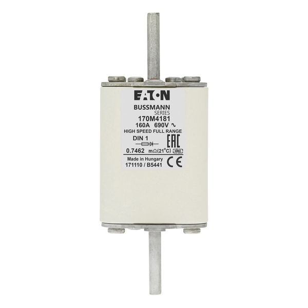 Fuse-link, high speed, 160 A, AC 690 V, DIN 1, 52 x 66 x 135 mm, gR, DIN, IEC, single indicator image 7