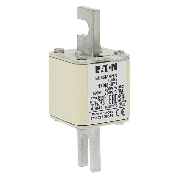 Fuse-link, high speed, 500 A, AC 690 V, compact DIN 1, 45 x 58 x 104 mm, aR, DIN, IEC, single indicator image 15