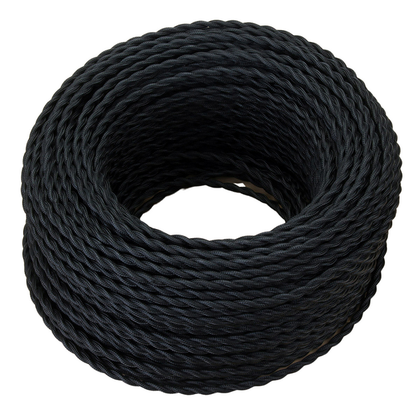 Textile Cable OMY 2*0.75 black braided image 1