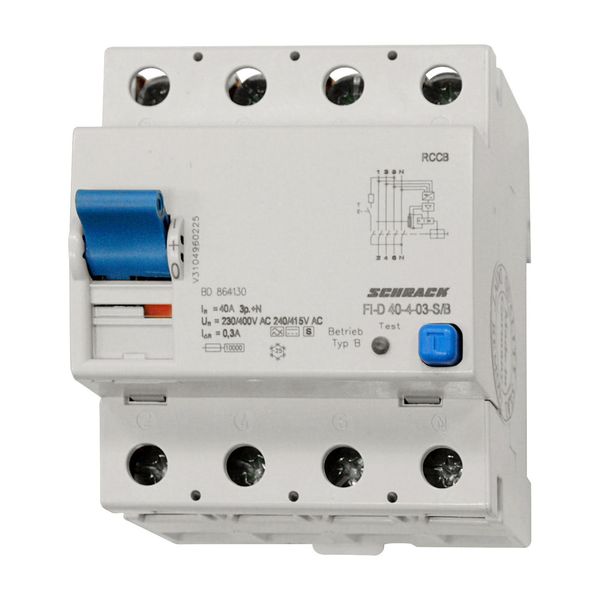 Residual current circuit breaker 40A, 4-pole, 300mA,type B,S image 1