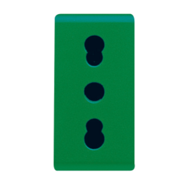 ITALIAN STANDARD SOCKET-OUTLET 250V ac - FOR DEDICATED LINES - 2P+E 16A DUAL AMPERAGE - P17-11 - 1 MODULE - GREEN - SYSTEM image 1