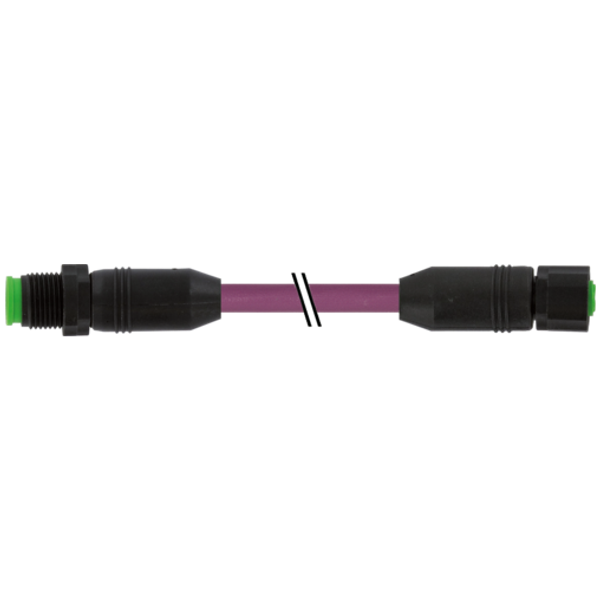 M12 male 0°/M12 fem. 0° A-cod. Lite PUR AWG24+22 shielded vt+dragch 3m image 1