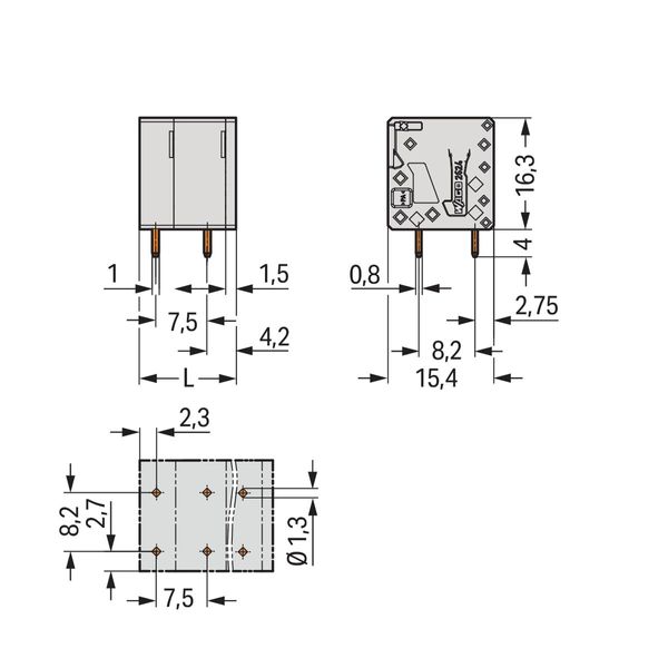 PCB terminal block 4 mm² Pin spacing 7.5 mm gray image 4