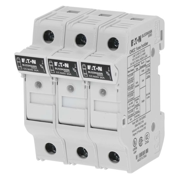 Fuse-holder, LV, 30 A, AC 600 V, 10 x 38 mm, CC, 3P, UL, indicating, DIN rail mount image 7