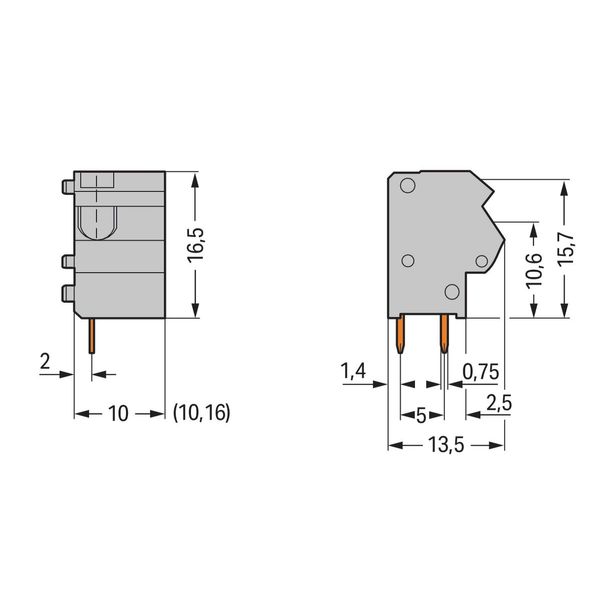 Stackable PCB terminal block 2.5 mm² Pin spacing 10/10.16 mm light gra image 2